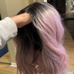 Violet ombré wig with adjustments in the back